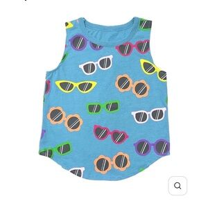 NWT Chaser Kids Crazy Sunglasses Tank Top in Blue NEW Summer Vacation Pool SZ 6